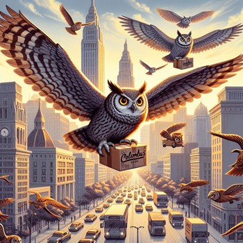 owls delivering packages for amazon