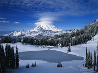 Winter Mountain with lake